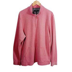 Nordstrom Men's Shop, Coral Red Woven Pullover, Size XL, Long Sleeve 1/4 Zip